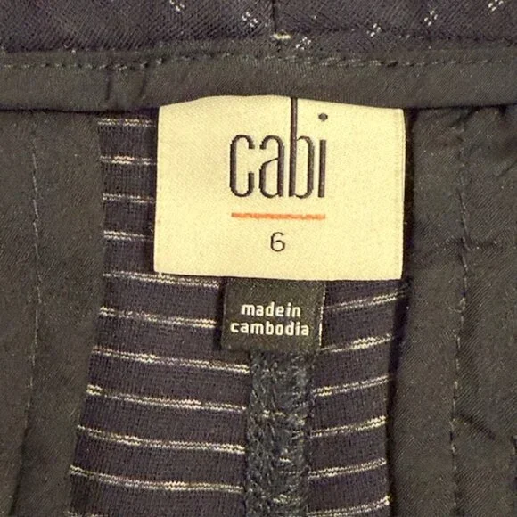 CAbi Womens 6 Keen Kick Flare Crop Pants Navy Blue Ponte Knit Button Ankle - Picture 4 of 12
